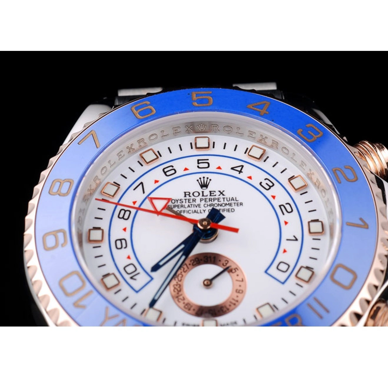 Aaa replica watch Dial Watch Rolex Ceramic Yachtmaster Bezel Blue White 0807